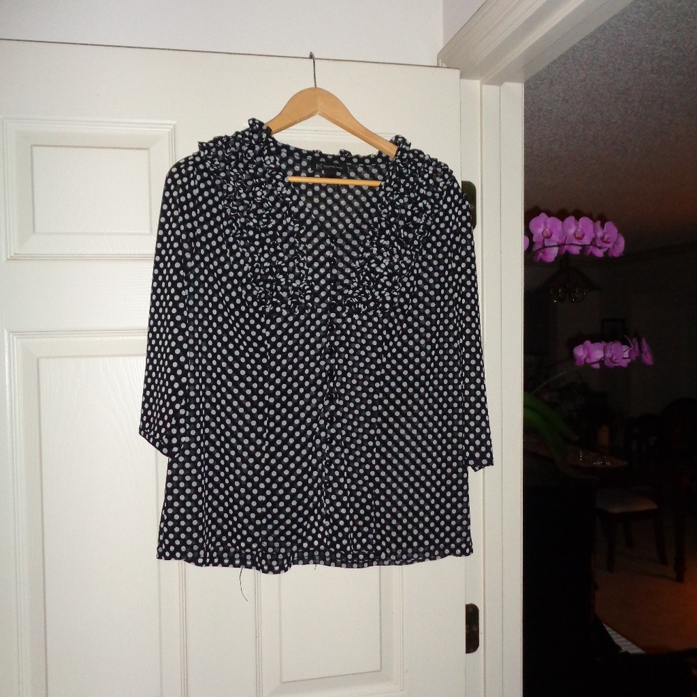Flirty, fun polka dots! 3/4 sleeve length blouse